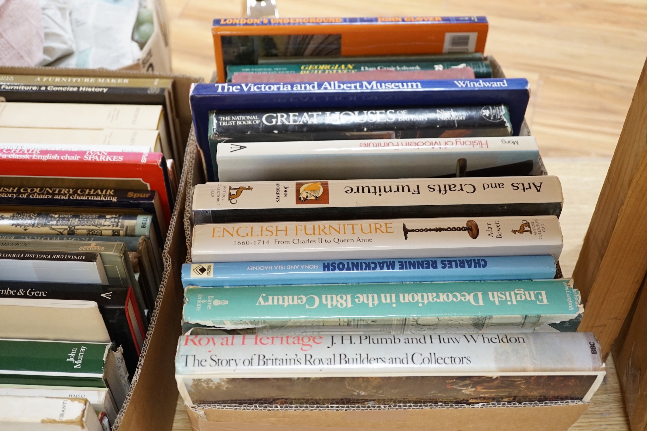 A large quantity of reference books on mainly furniture and interiors, to include Brackett, Olivier - Catalogue of the Jones Collection Part I, Victoria and Albert Museum, 1930; Wills, Geoffrey - English Furniture 1550-1